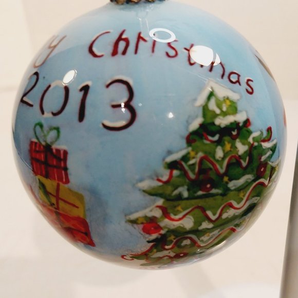 Pier 1 Li Bien "Merry Christmas" Reverse Painted Glass Christmas Ornament 2013 - Picture 2 of 8